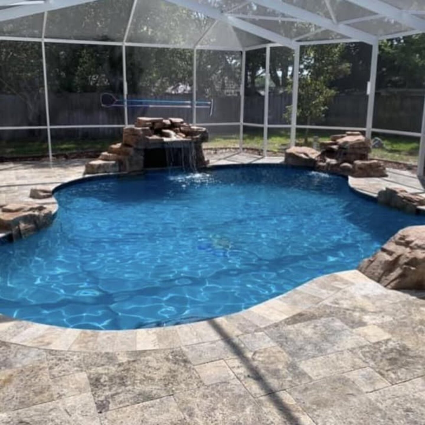 Real Casanova paver pool deck and travertine project, Tampa